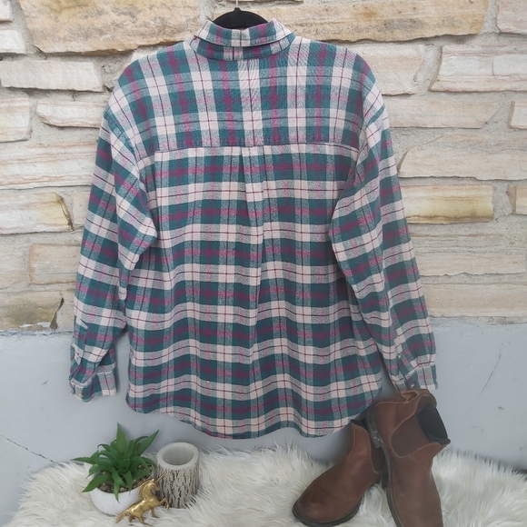 Northern Vintage Plaid Flannel Fall Jewel Tone Button Down Shirt - Picture 5 of 9